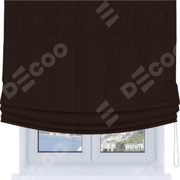 Римская штора Soft с мягкими складками, ткань блэкаут однотонный тёмно-коричневый