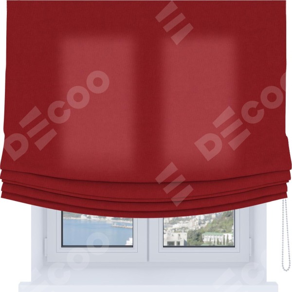 Римская штора «Кортин», канвас красный, Soft с мягкими складками