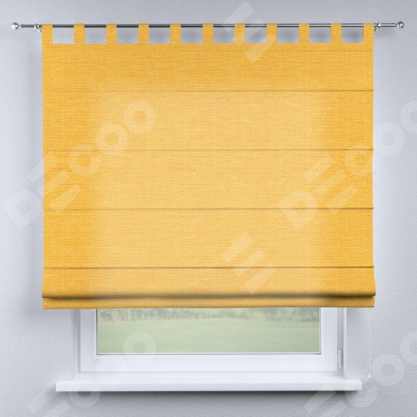 Римская штора на петлях «Кортин», ткань лён желтый