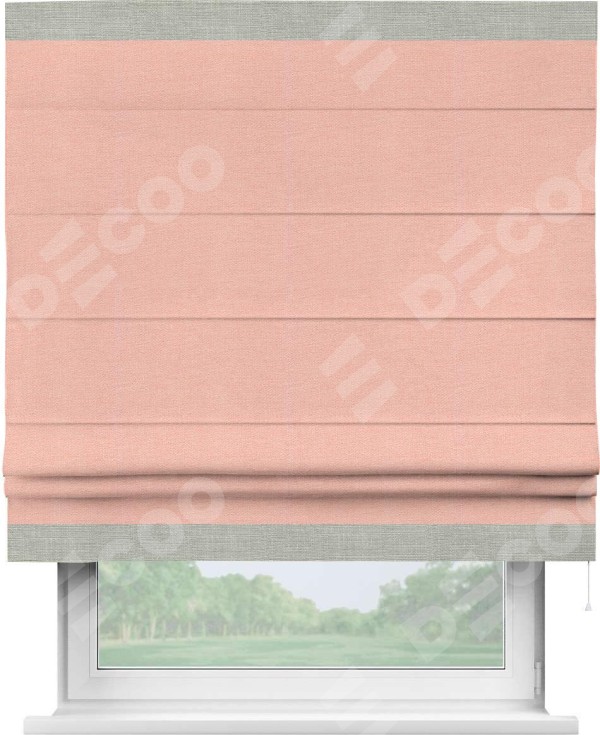 Римская штора «Кортин» с кантом Горизонт, для проема, ткань лён розовый