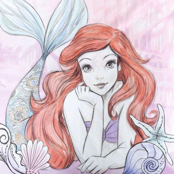 Постельное бельё 1,5 сп "The little Mermaid", Принцессы, 143*215 см, 150*214 см, 50*70 см -1 шт, поплин