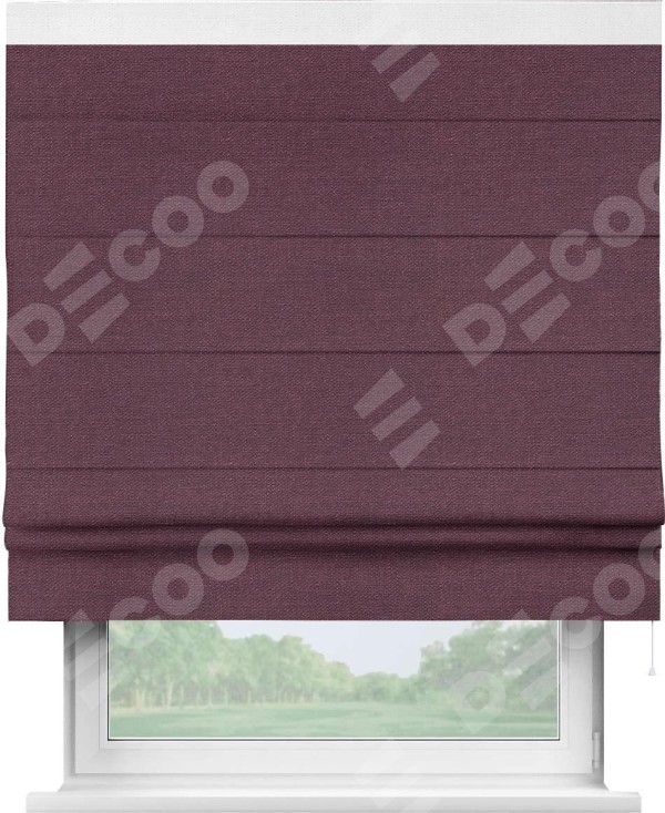 Римская штора «Кортин» с кантом Кинг, для проема, ткань лён фиолетовый