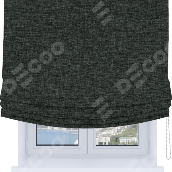 Римская штора Soft с мягкими складками, ткань рогожка димаут графит