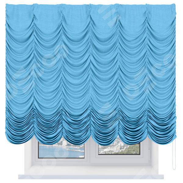 Французская штора «Кортин», вельвет голубой