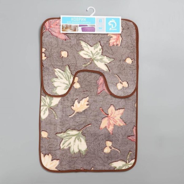 Набор ковриков для ванны и туалета Доляна «Осенние листья», 2 шт: 40×50, 50×80 см