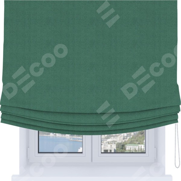 Римская штора Soft с мягкими складками, ткань блэкаут с блеском изумрудный