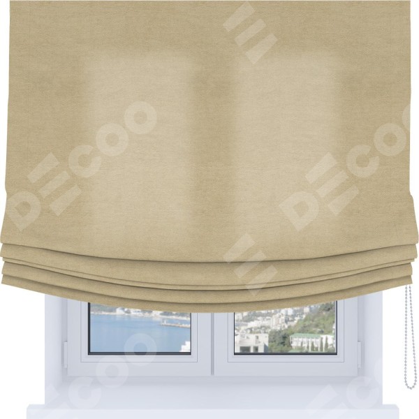 Римская штора Soft с мягкими складками, ткань вельвет бежевый
