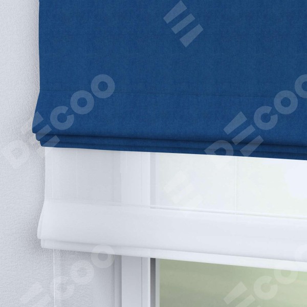 Римская штора «Кортин» день-ночь, ткань вельвет синий