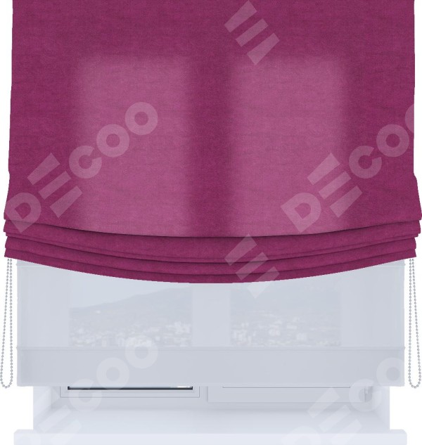 Римская штора «Кортин», день-ночь с мягкими складками, вельвет фиолетовый