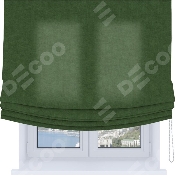 Римская штора «Кортин», канвас зелёный, Soft с мягкими складками