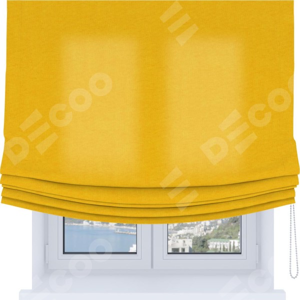 Римская штора «Кортин», канвас желтый, Soft с мягкими складками