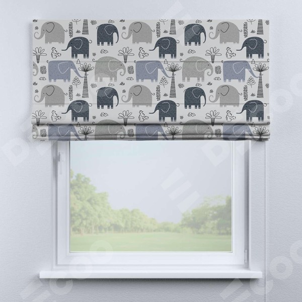 Римская штора «Кортин» для проема «Серые слоники»