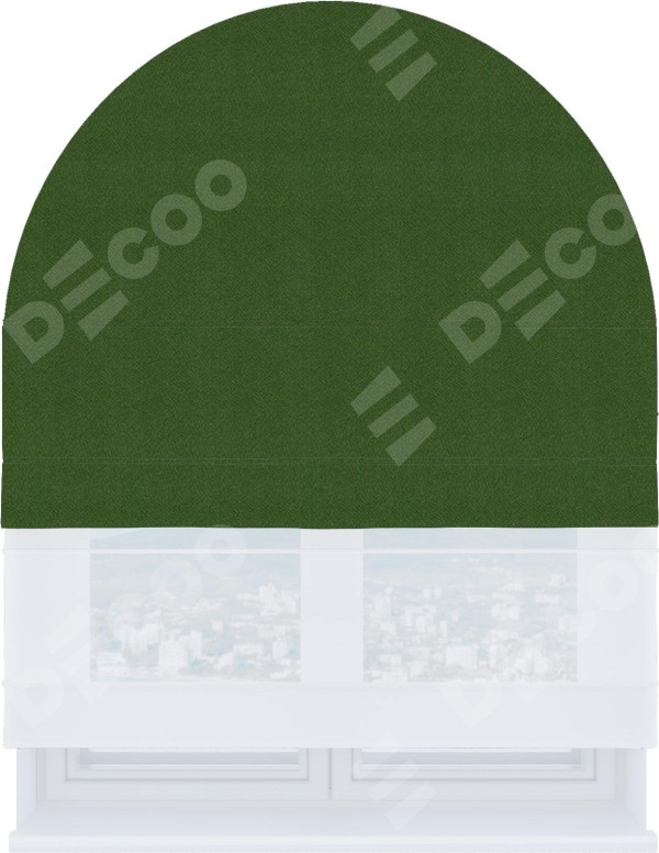 Римская штора «Кортин» день-ночь для арочного проёма, ткань блэкаут однотонный зелёный перламутр