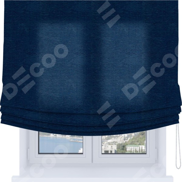 Римская штора Soft с мягкими складками, ткань софт однотонный синий