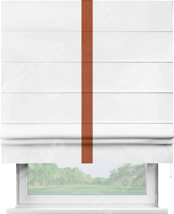 Римская штора «Кортин» с кантом Хайвэй, для проема, ткань вельвет белоснежный