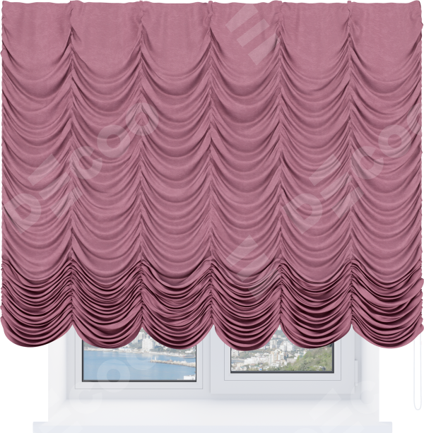 Французская штора «Кортин», софт однотонный розовый