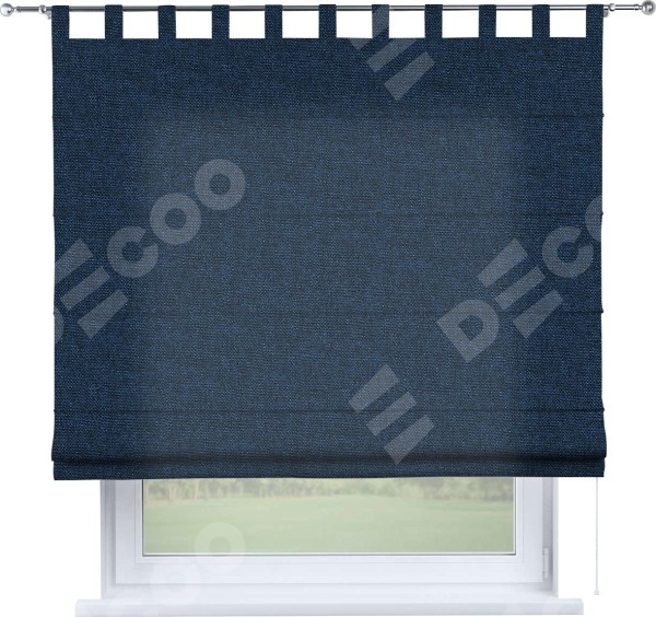 Римская штора на петлях «Кортин», ткань лён кашемир тёмно-синий