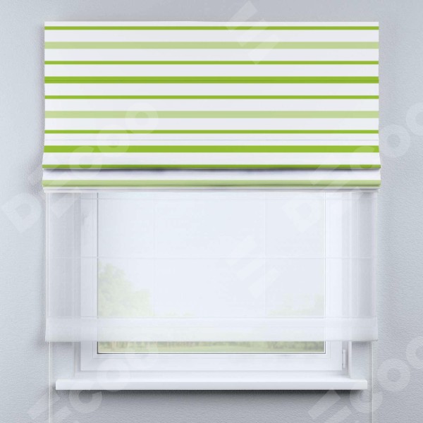 Римская штора «Кортин» день-ночь «Зелёные горизонтальные полоски»