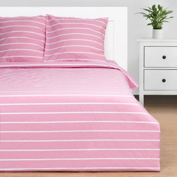 Постельное бельё Этель Дуэт Pink stripes 143х215см-2шт, 220х240см, 70х70см-2шт, 100% хлопок, поплин