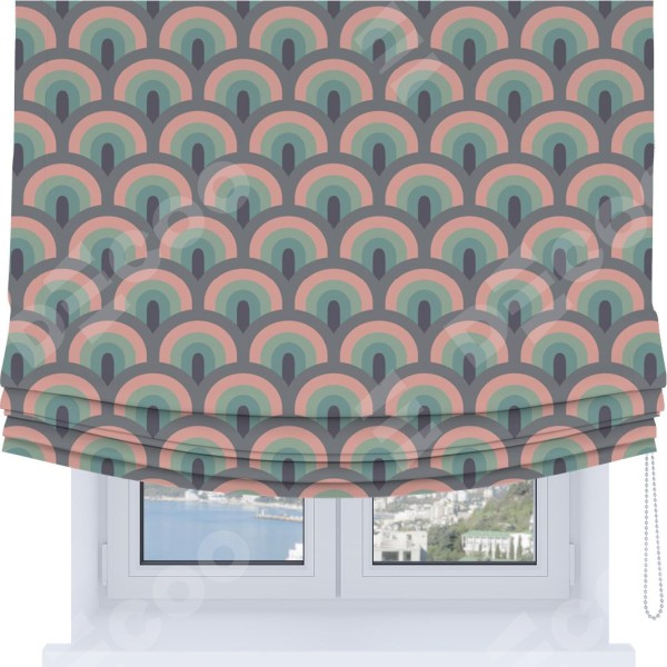 Римская штора Soft с мягкими складками, «Ретро орнамент»