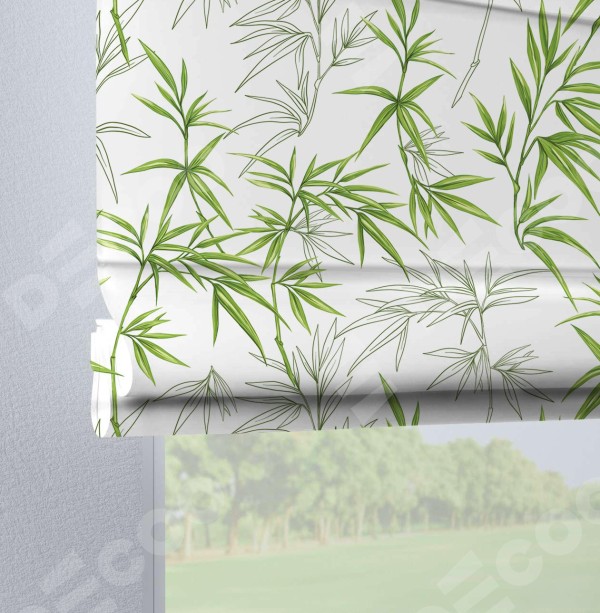 Римская штора на петлях «Зелёный бамбук»
