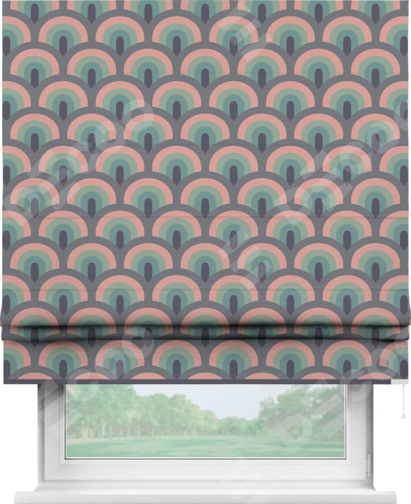 Римская штора «Кортин» для проема «Ретро орнамент»