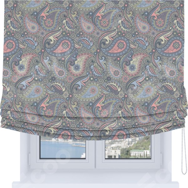 Римская штора Soft с мягкими складками, «Цветной пейсли»