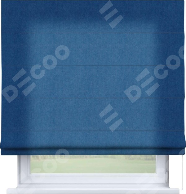 Римская штора «Кортин» для проема, ткань вельвет синий