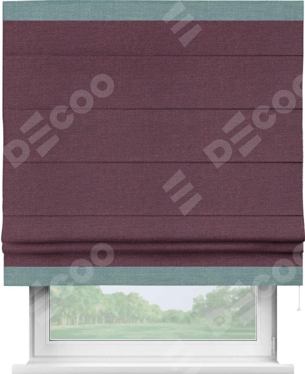 Римская штора «Кортин» с кантом Горизонт, для проема, ткань лён фиолетовый
