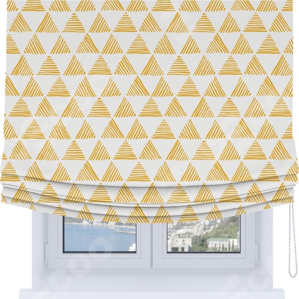 Римская штора Soft с мягкими складками, «Желтые треугольники»