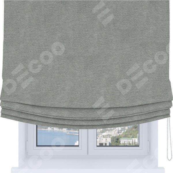 Римская штора Soft с мягкими складками, ткань твид блэкаут светло-серый