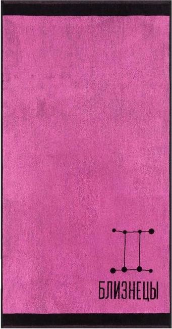 Полотенце махровое Этель "Знаки зодиака: Близнецы" розовый, 67х130 см, 420 гр/м2, 100% хлопок
