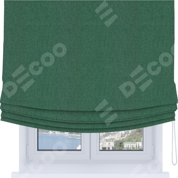 Римская штора Soft с мягкими складками, ткань твид блэкаут зелёный