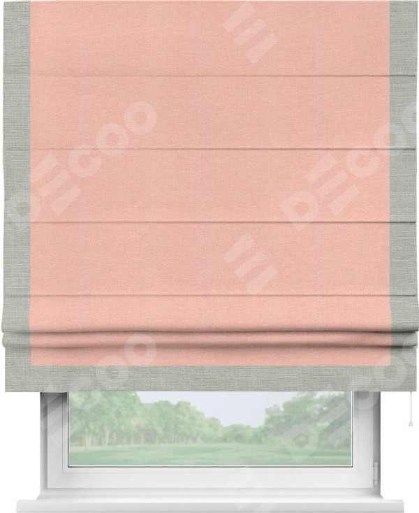 Римская штора «Кортин» с кантом Виктория, для проема, ткань лён розовый