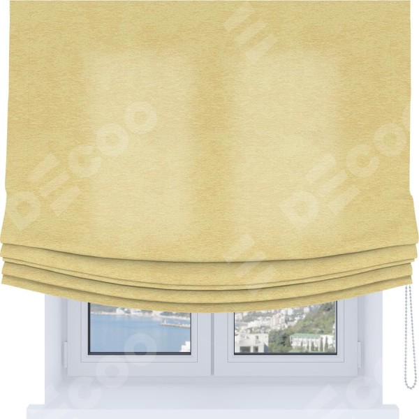 Римская штора Soft с мягкими складками, ткань софт однотонный золотой