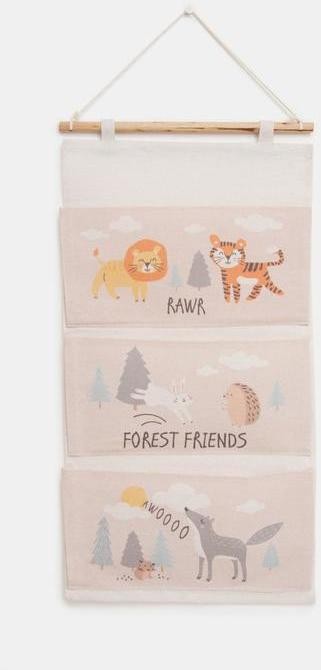 Кармашек текстильный Этель "Forest friends", 3 отделения, 34*63,5 см