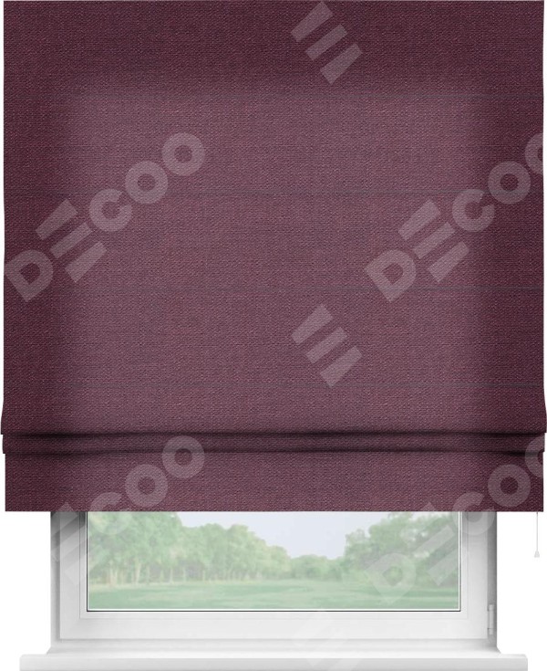 Римская штора «Кортин» для проема, ткань лён фиолетовый