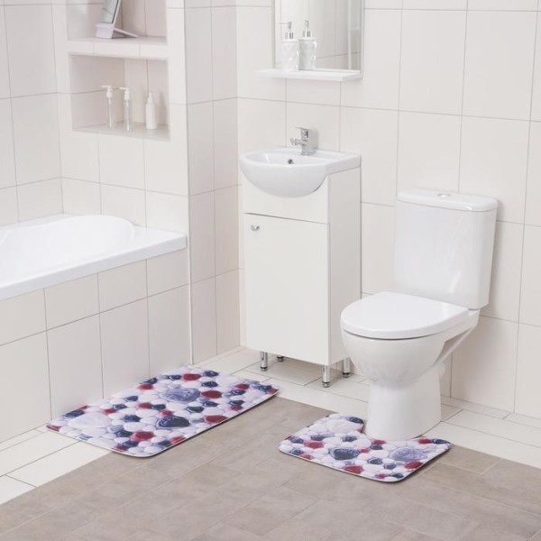 Набор ковриков для ванны и туалета Доляна «Цветная галька», 2 шт: 40×50, 50×80 см