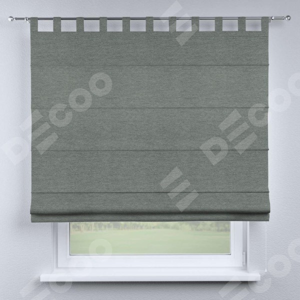 Римская штора на петлях «Кортин», ткань твид блэкаут, серый