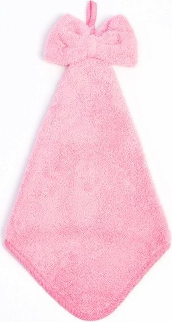 Кухонное полотенце Доляна "Бантик"цв.розовый  28х40 см, микрофибра, 100% п/э
