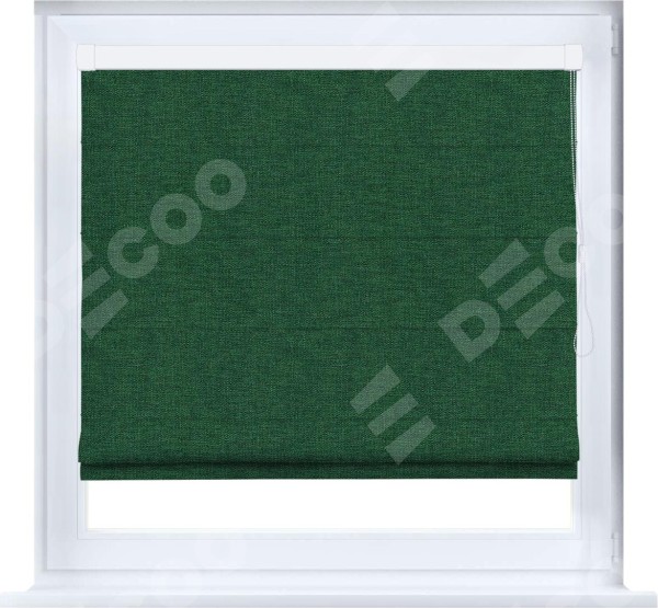 Римская штора «Кортин» кассетная, ткань лён серо-зелёный