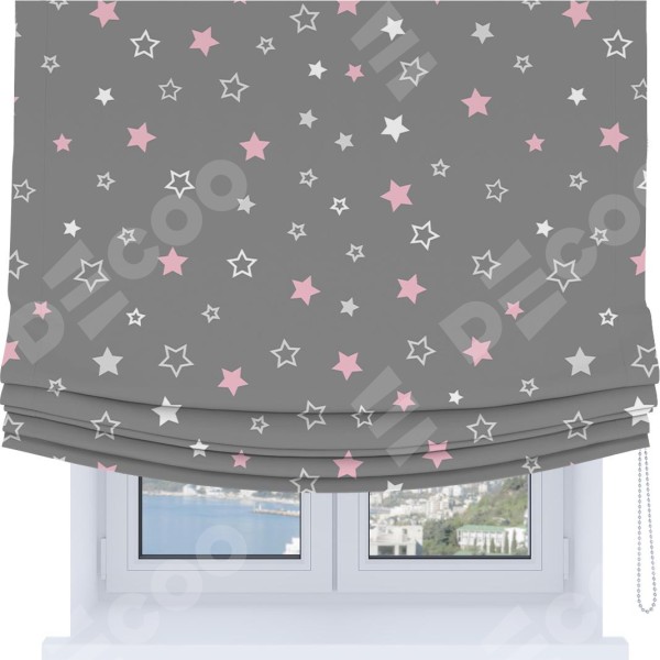 Римская штора Soft с мягкими складками, «Розовый звездопад»