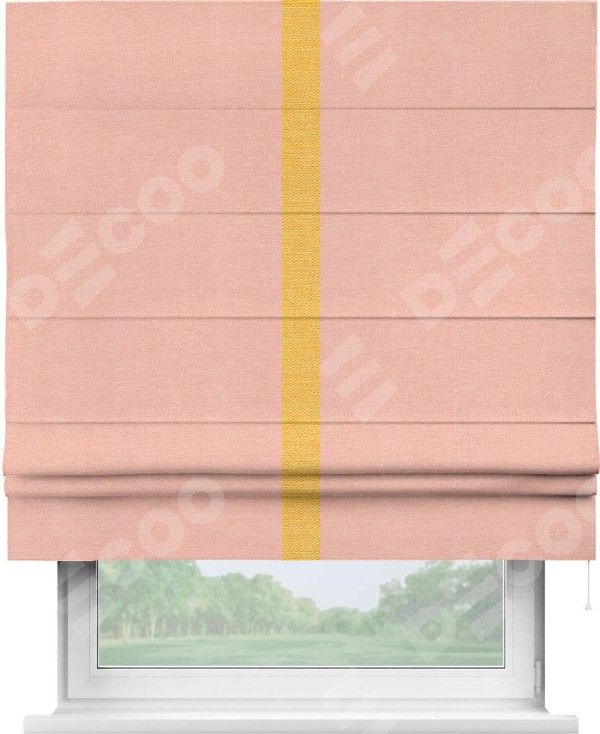 Римская штора «Кортин» с кантом Хайвэй, для проема, ткань лён розовый
