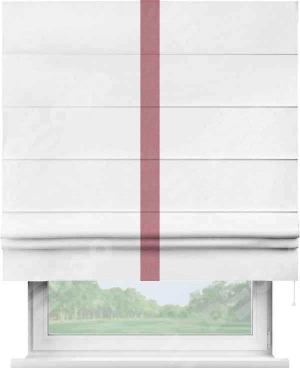 Римская штора «Кортин» с кантом Хайвэй, для проема, ткань вельвет дымчато-белый