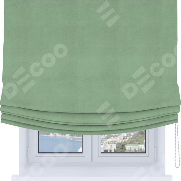 Римская штора Soft с мягкими складками, ткань бархат оливковый