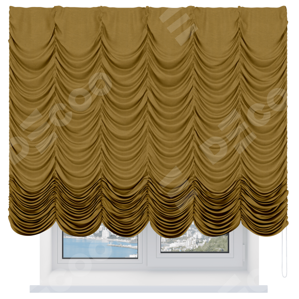 Французская штора «Кортин», вельвет светло-коричневый