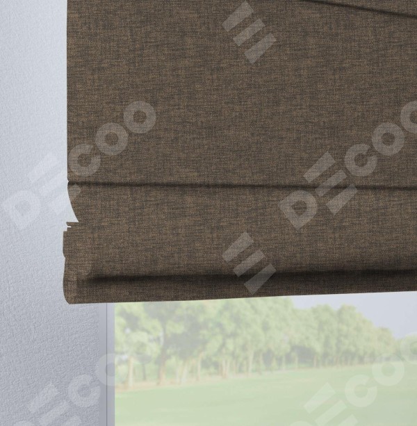 Римская штора на петлях «Кортин», ткань рогожка димаут, коричневый