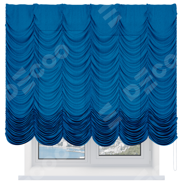 Французская штора «Кортин», лён синий