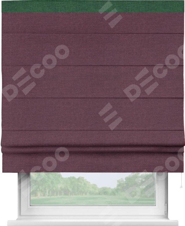 Римская штора «Кортин» с кантом Кинг, для проема, ткань лён фиолетовый