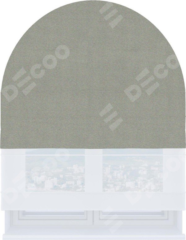 Римская штора «Кортин» день-ночь для арочного проёма, ткань блэкаут однотонный серый